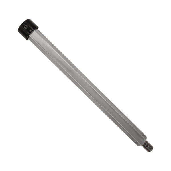 Eskimo Hex Auger Extension made of durable metal with a black plastic end cap, designed to extend reach for ice fishing augers, suitable for use with musky tackle and fishing gear.
