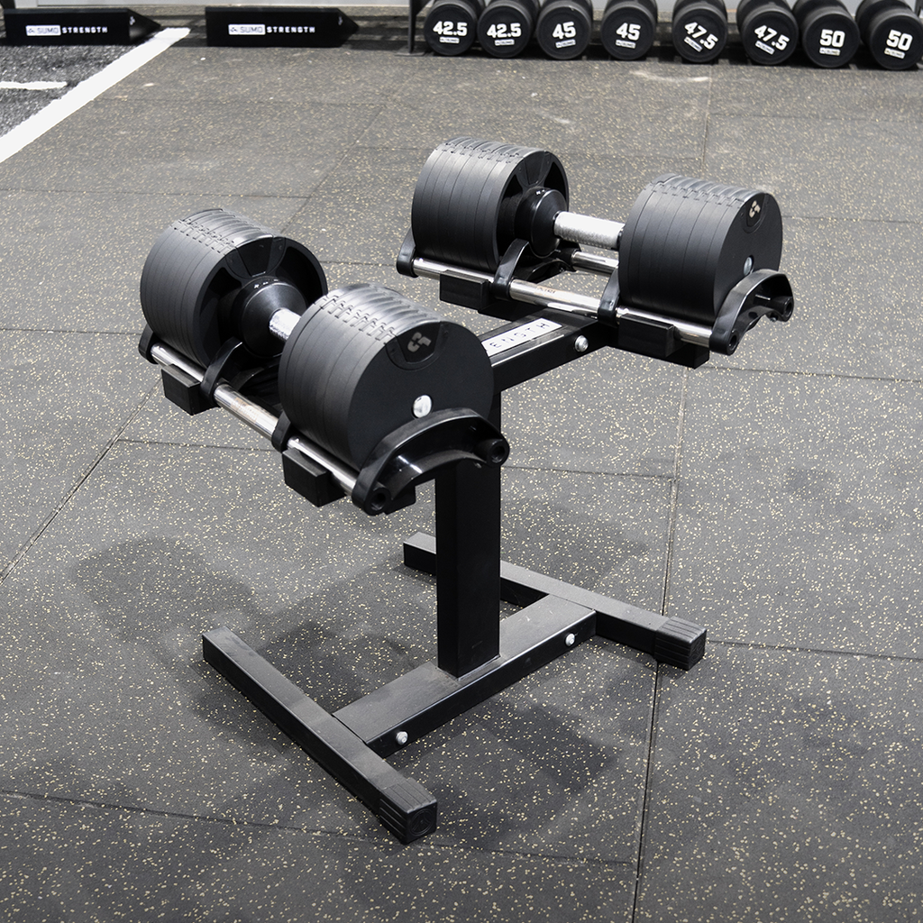 2x32kg Adjustable Dumbbell Set + Stand