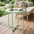Outsunny 48 cm Round Garden Side Table, Small Metal Outdoor Garden Table with Rolled Edge, Green