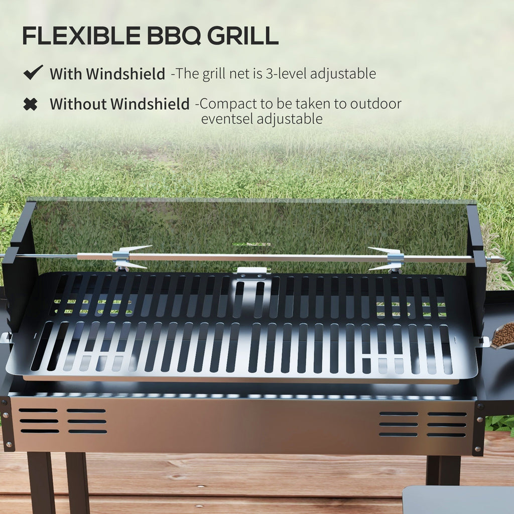 Rotisserie Grill with 3-Level Grates & Wind Deflector, Black