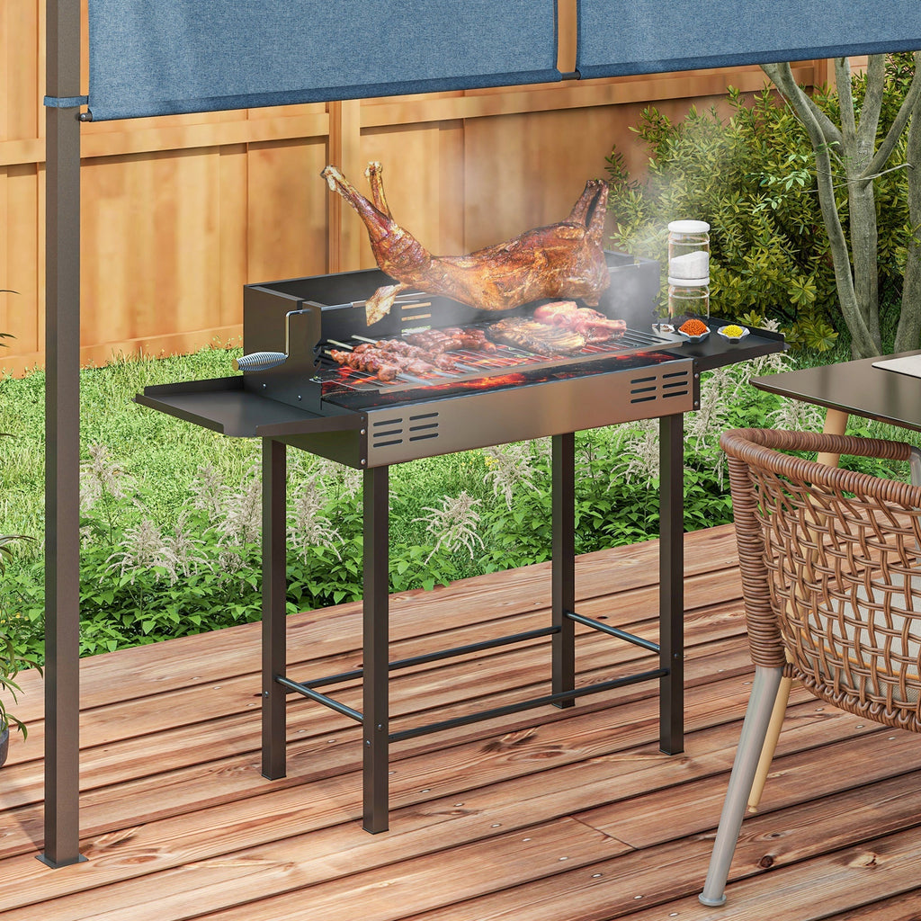 Rotisserie Grill with 3-Level Grates & Wind Deflector, Black