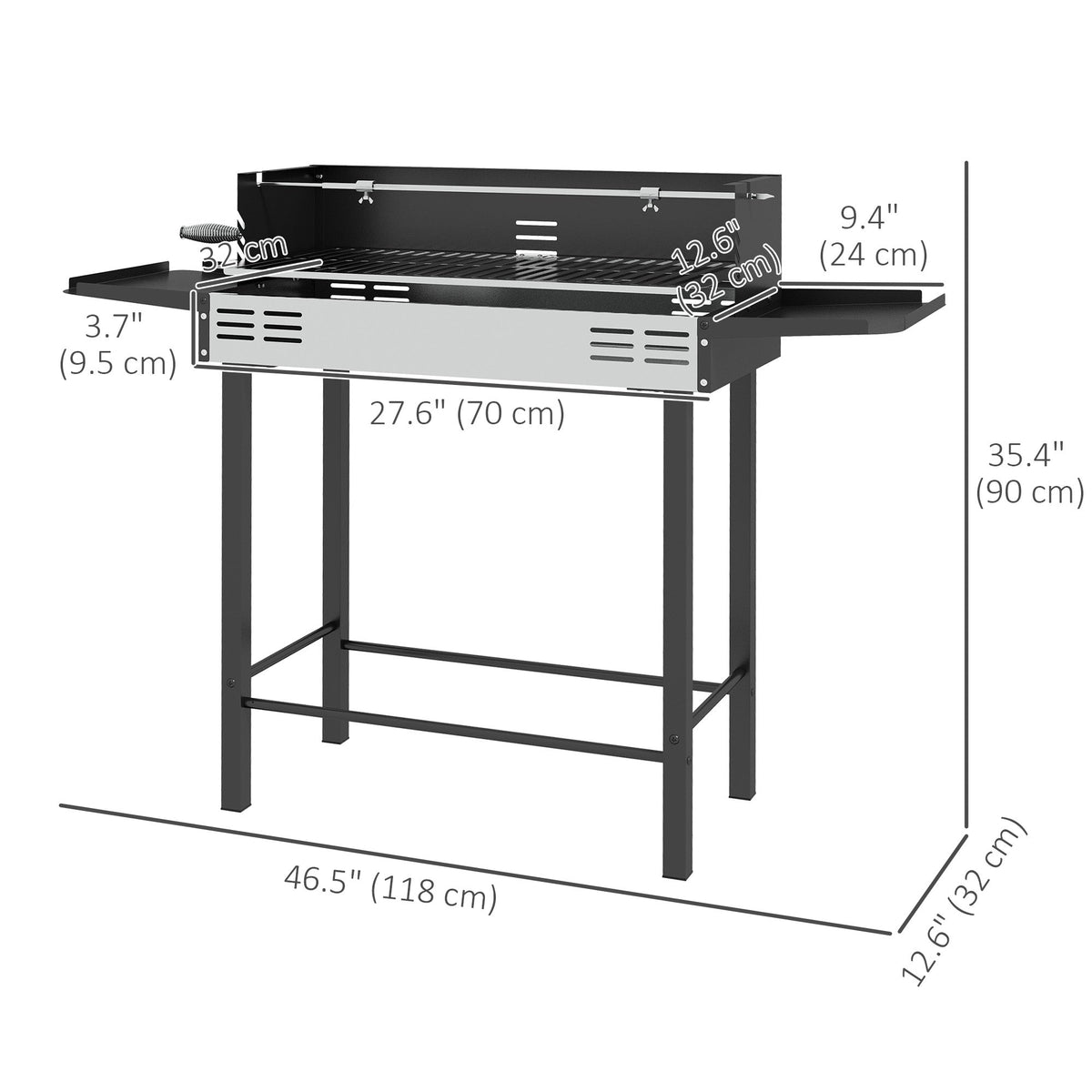Rotisserie Grill with 3-Level Grates & Wind Deflector, Black