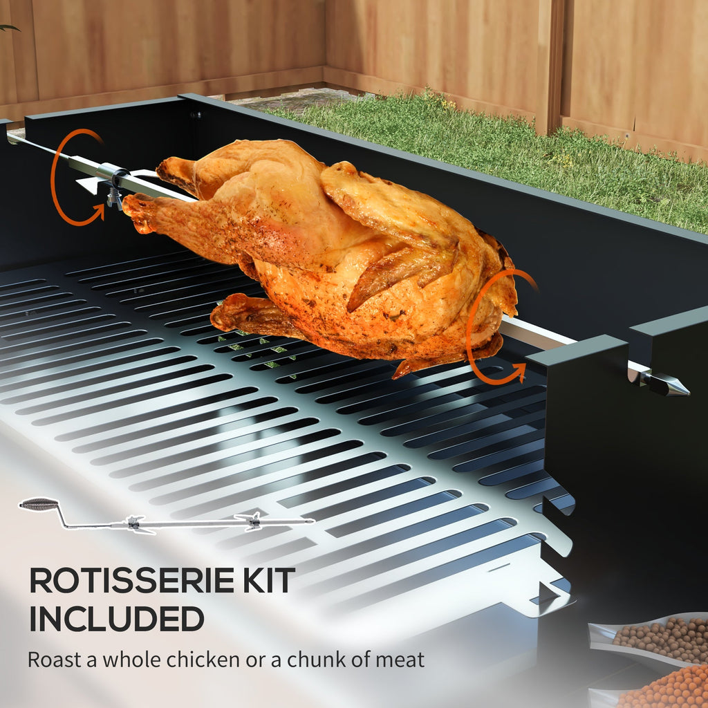 Rotisserie Grill with 3-Level Grates & Wind Deflector, Black