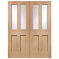 Malton Internal Oak Rebated Door Pair with Clear Bevelled Glass