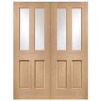 Malton Internal Oak Rebated Door Pair with Clear Bevelled Glass