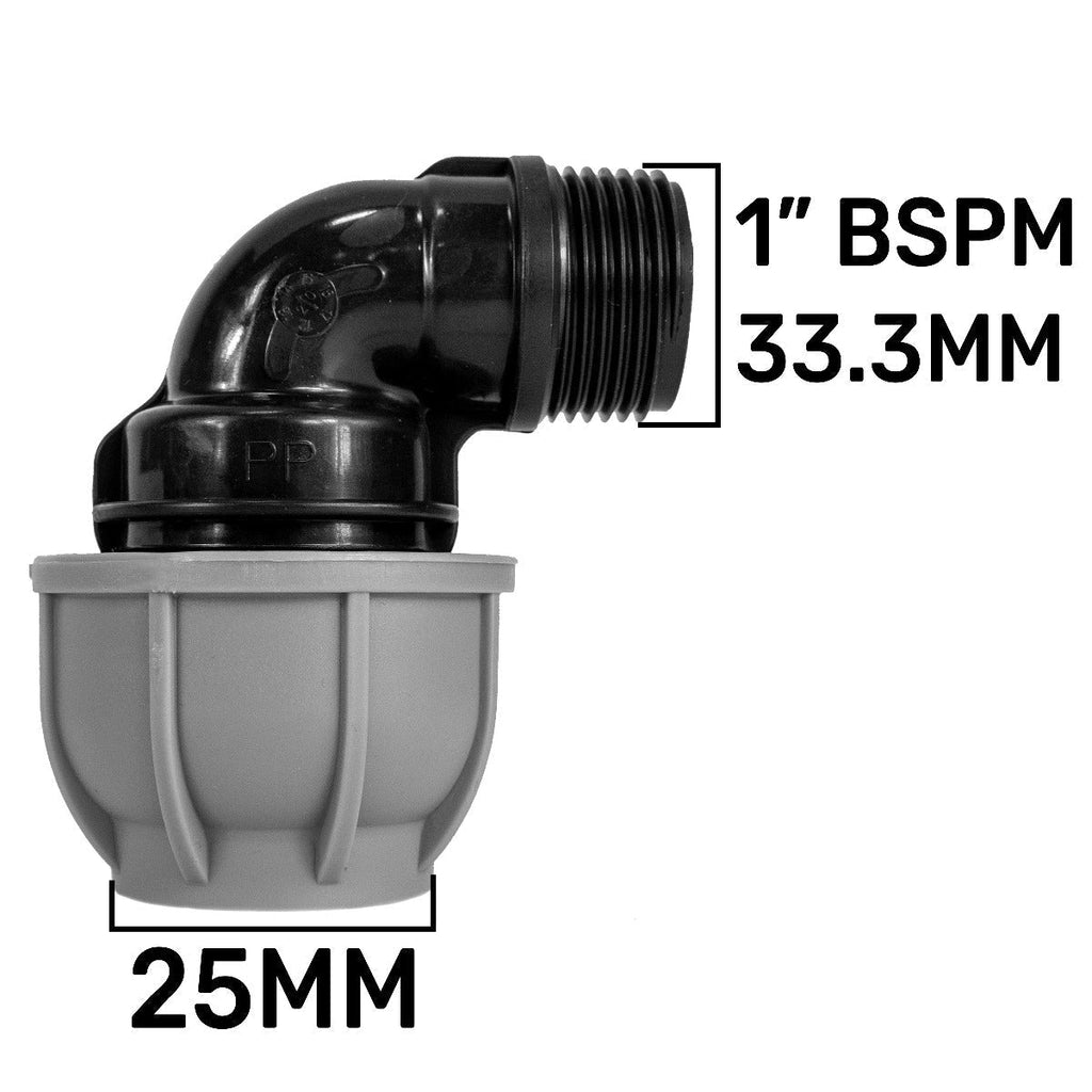 IBC 2” S60X6 – 1" BSPF Extender Adaptor with MDPE Elbow 25mm
