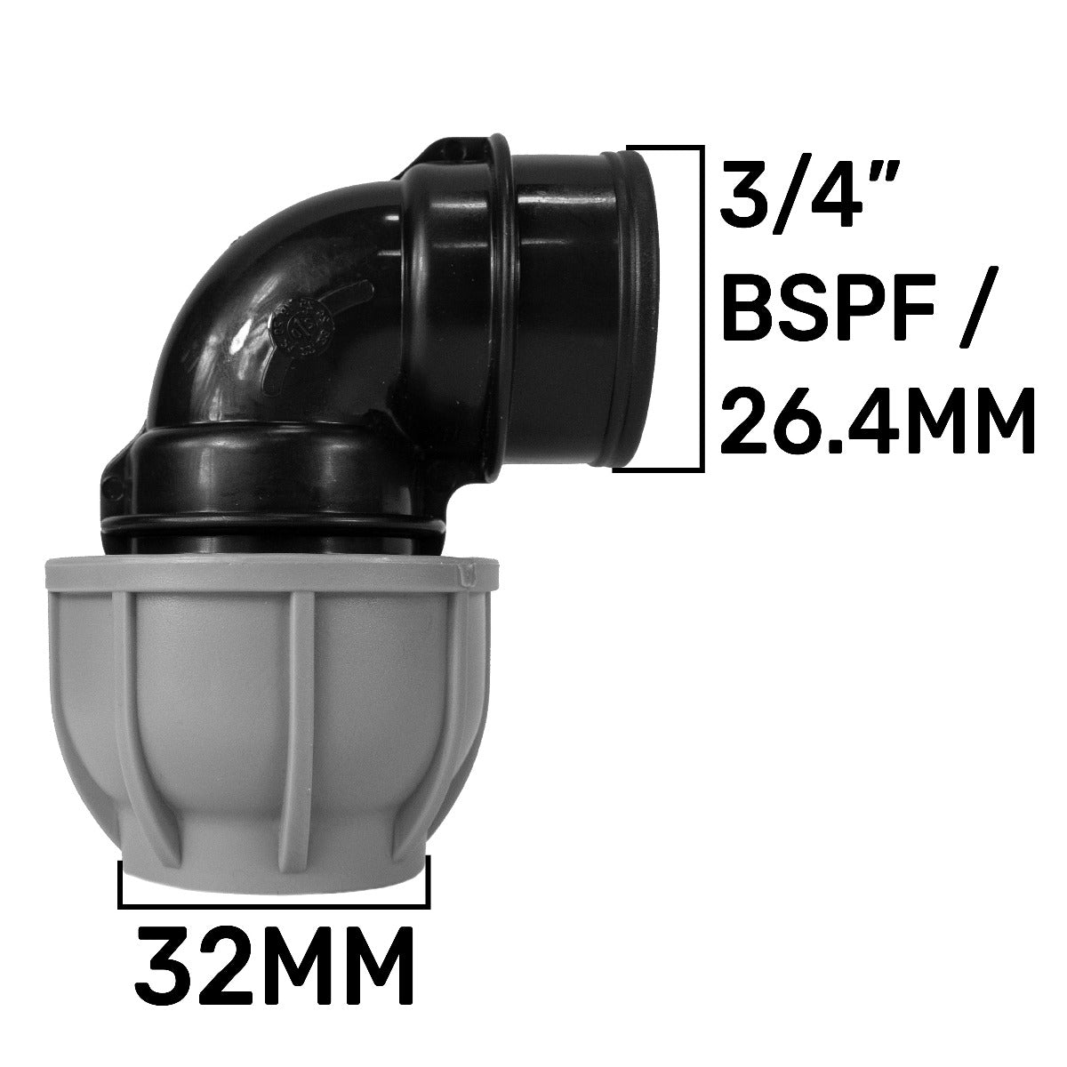 MDPE Elbow 32mm - 3/4" BSPF