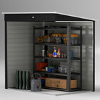 6 x 4ft Metal Garden Shed, Galvanised Steel Shed with Lockable Door and Gloves, Outdoor Tool Storage Shed for Garden, Patio, Dark Grey