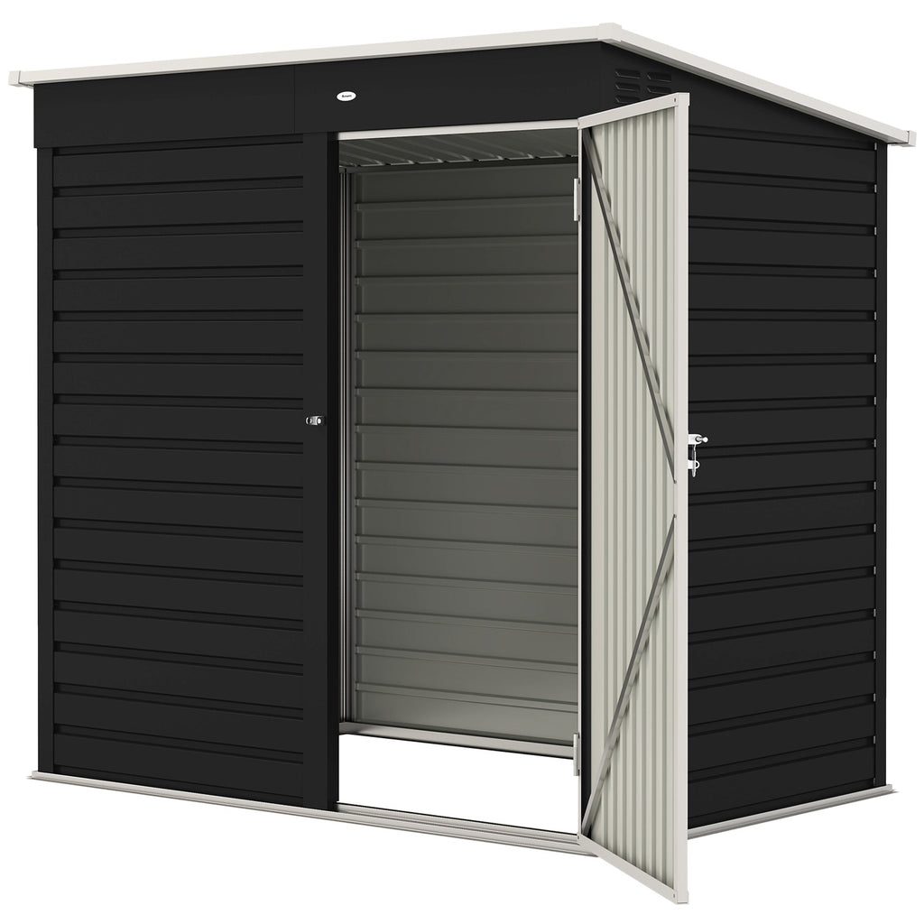 6 x 4ft Metal Garden Shed, Galvanised Steel Shed with Lockable Door and Gloves, Outdoor Tool Storage Shed for Garden, Patio, Dark Grey