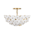 Metropolitan Coastlyn 22 in. 3-Light Semi-Flush Mount, Legacy Brass & Navy Blue