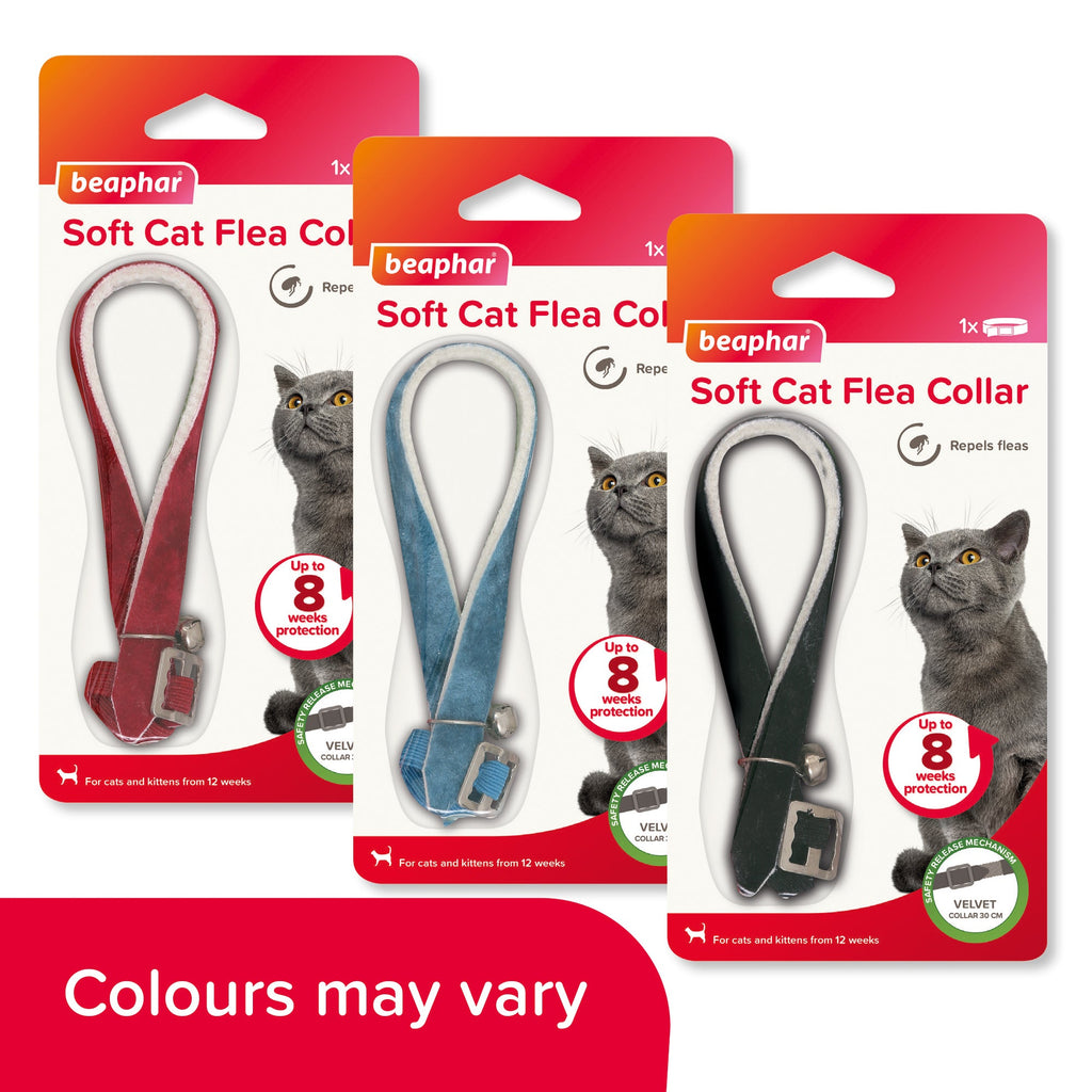 Beaphar Velvet Cat Flea Collar 3-Pack - Natural, Adjustable