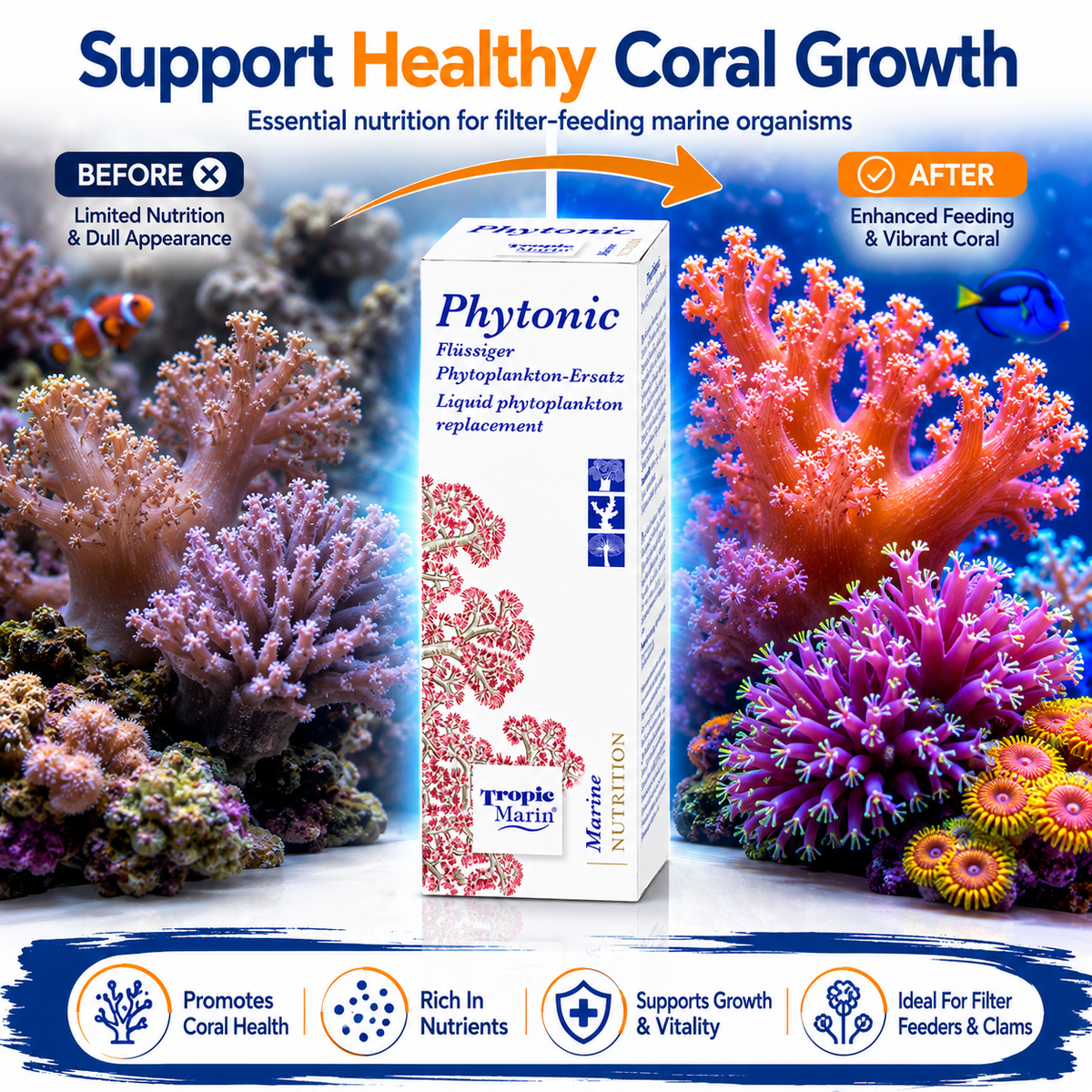 Tropic Marin Phytonic 50ml Coral Food for Soft Corals Clams Reef Tanks