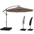 3 m Cantilever Parasol with Weights, Cover & Cross Base, Coffee