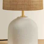 Mitzi Gladys 20 in. Table Lamp, Aged Brass with Ceramic Vanilla Bean & Handicraft Hemp Drum Shade