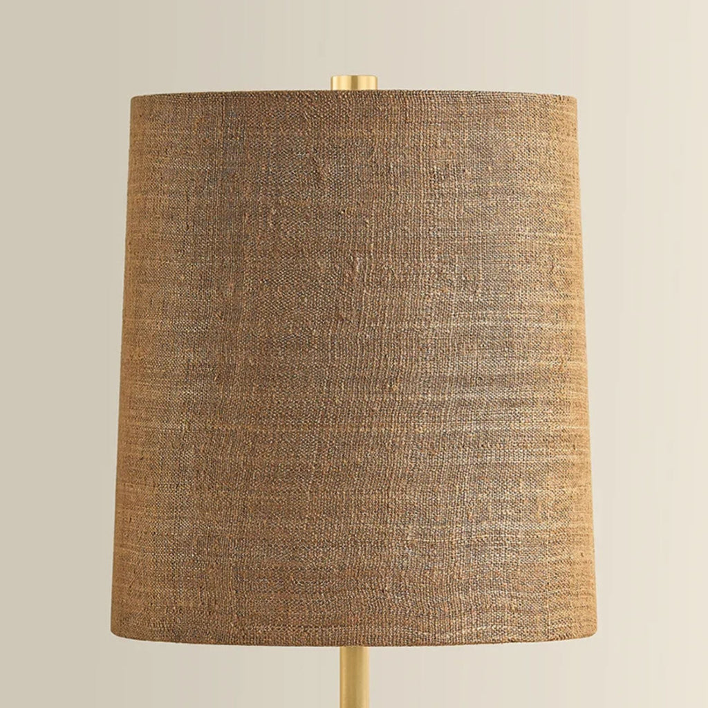 Mitzi Gladys 20 in. Table Lamp, Aged Brass with Ceramic Vanilla Bean & Handicraft Hemp Drum Shade