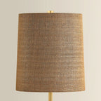 Mitzi Gladys 20 in. Table Lamp, Aged Brass with Ceramic Vanilla Bean & Handicraft Hemp Drum Shade