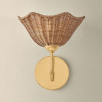 Mitzi Kehlani 9.5 in. Wall Sconce, Aged Brass with Natural Woven Light Wicker Shade