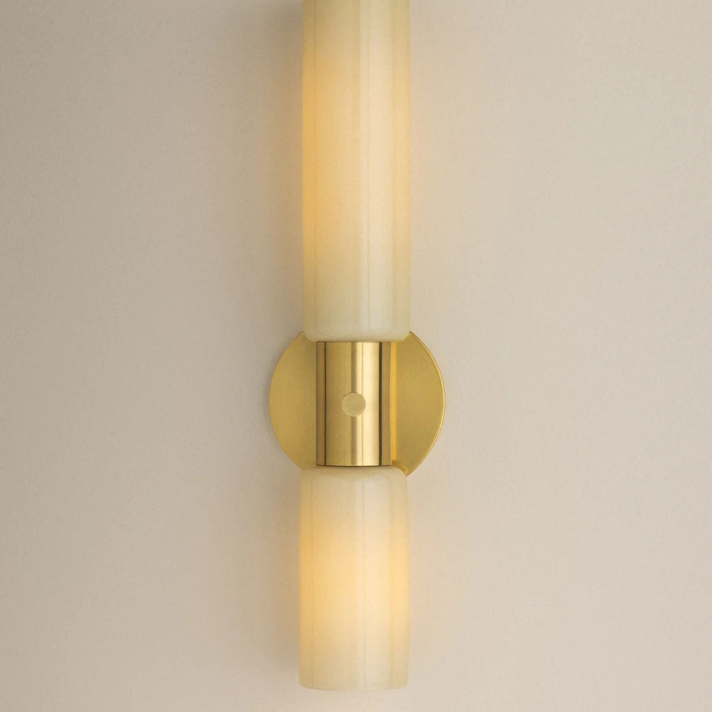 Mitzi Violetta 18 in. Wall Sconce, Aged Brass with Cream Opal Glass