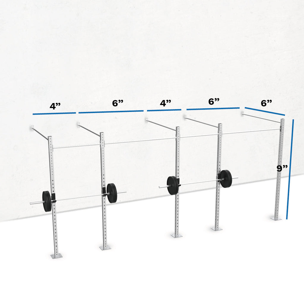 Galvanized Wall-Mounted Expandable 9' Height Pull-Up Rig with Monkey Bar Option