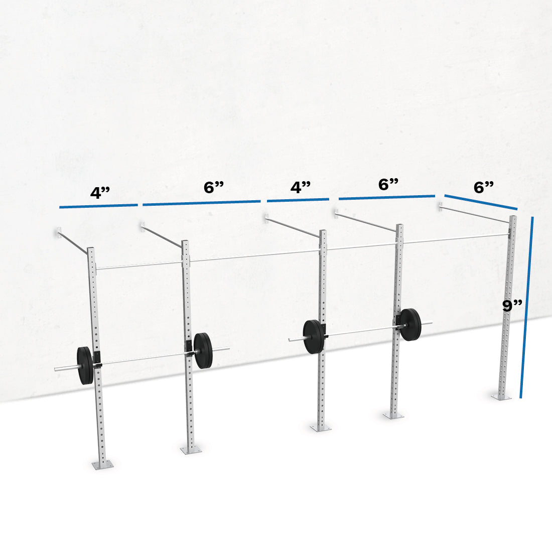 Galvanized Wall-Mounted Expandable 9' Height Pull-Up Rig with Monkey Bar Option