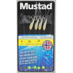 Mustad Luminous Shrimp Rig size 4 mainline 20lb