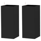 26" Plastic Planter Box 2-Pack with Water Level Indicator, Drainage Hole and Plug, Black