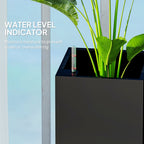26" Plastic Planter Box 2-Pack with Water Level Indicator, Drainage Hole and Plug, Black