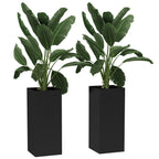 26" Plastic Planter Box 2-Pack with Water Level Indicator, Drainage Hole and Plug, Black