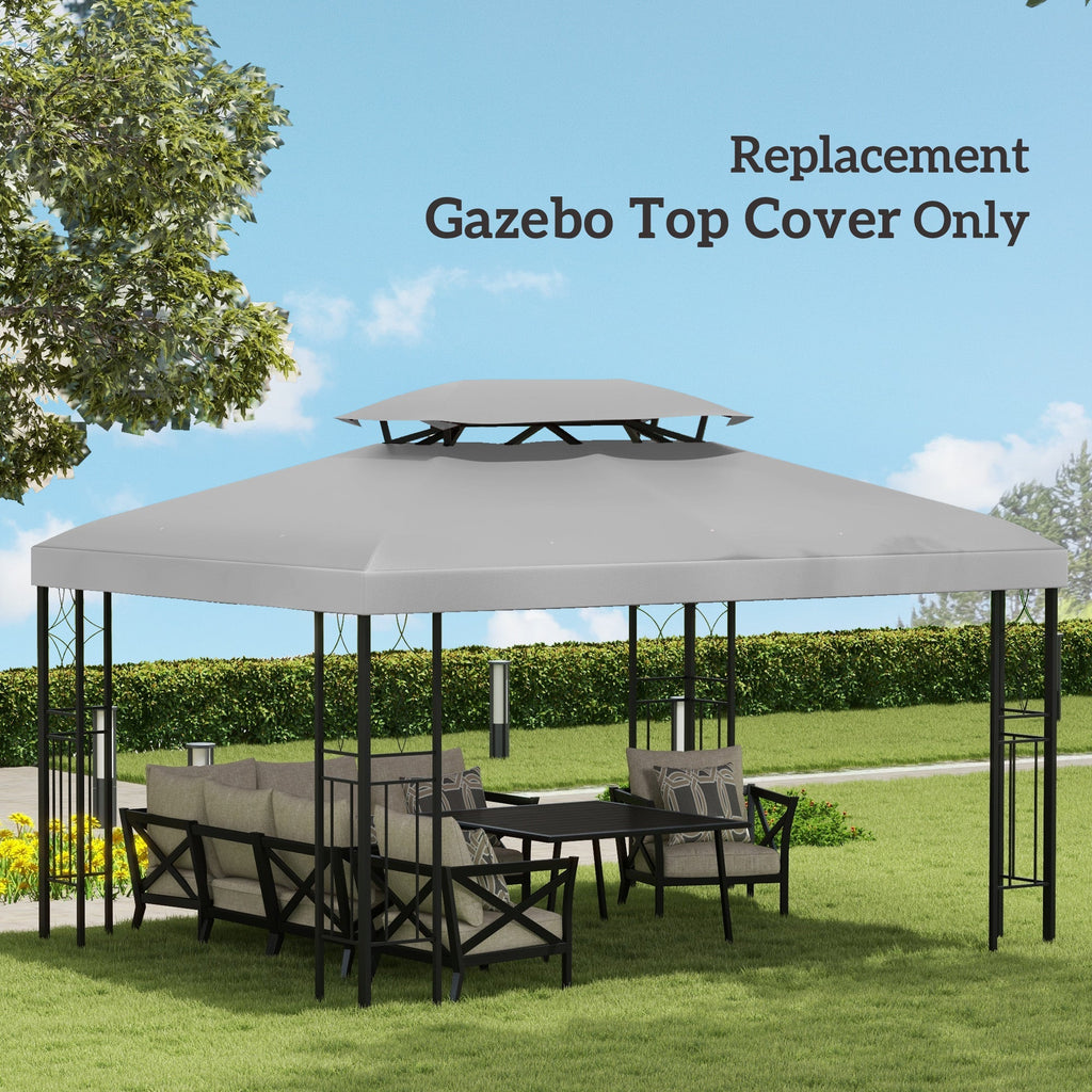 13.1' x 9.8' 2-Tier Gazebo Replacement Canopy (Top Only), Light Grey