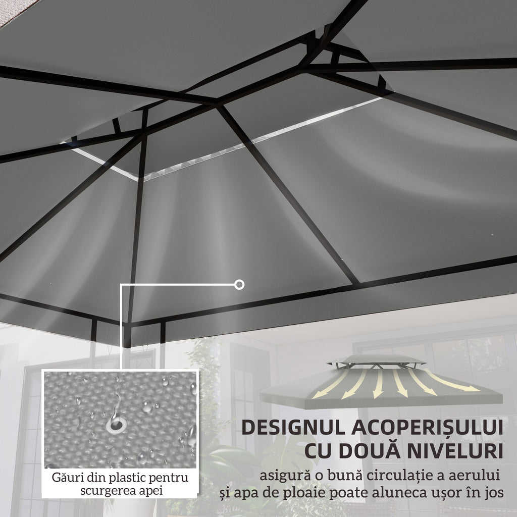 13.1' x 9.8' 2-Tier Gazebo Replacement Canopy (Top Only), Light Grey