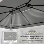 13.1' x 9.8' 2-Tier Gazebo Replacement Canopy (Top Only), Light Grey