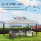 13.1' x 9.8' 2-Tier Gazebo Replacement Canopy (Top Only), Light Grey