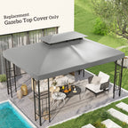 13.1' x 9.8' 2-Tier Gazebo Replacement Canopy (Top Only), Light Grey