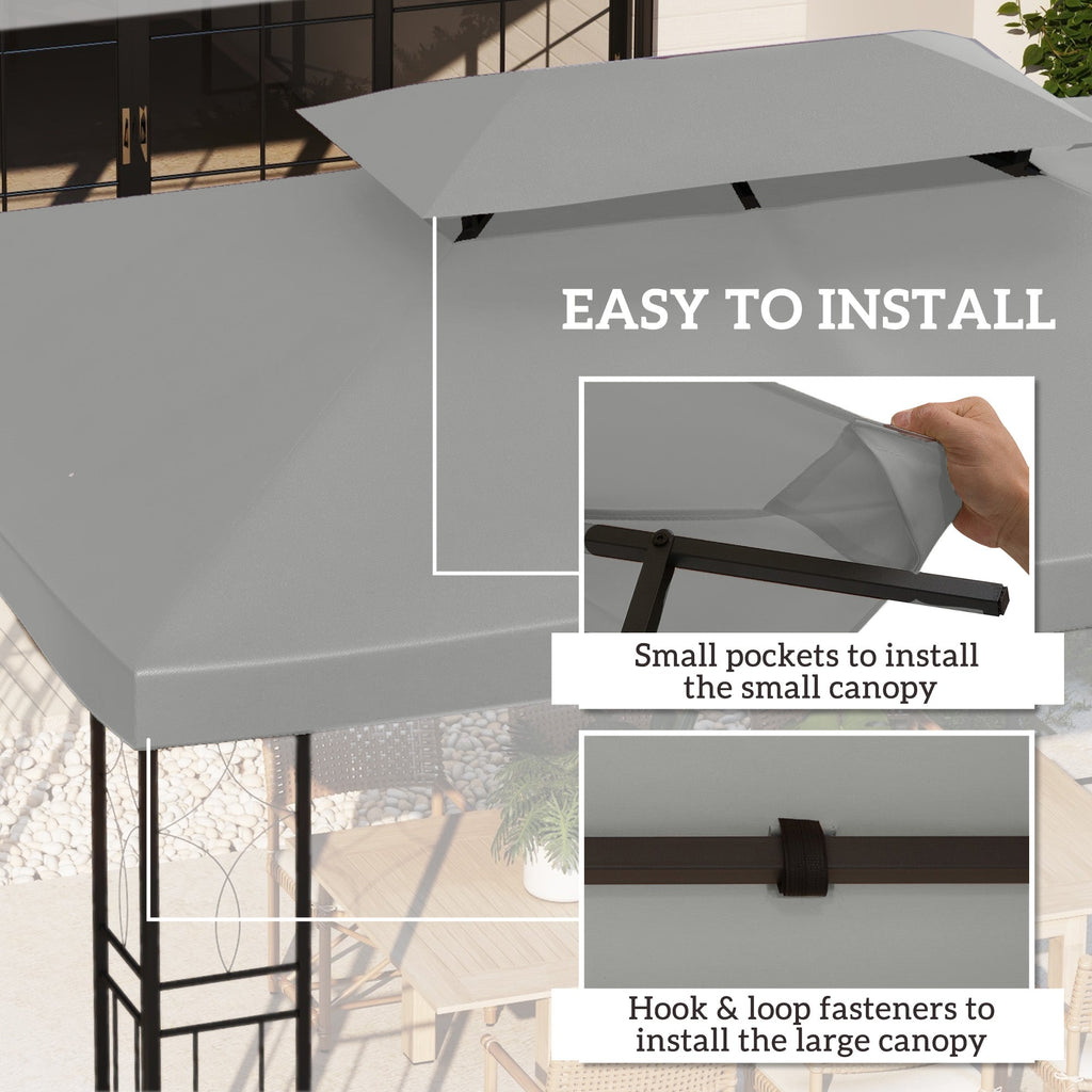 13.1' x 9.8' 2-Tier Gazebo Replacement Canopy (Top Only), Light Grey