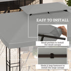 13.1' x 9.8' 2-Tier Gazebo Replacement Canopy (Top Only), Light Grey
