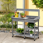 Deluxe Outdoor Potting Table with Sink & Storage Solutions for Patio, Courtyards, Balcony