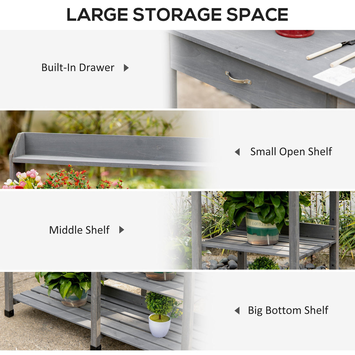 Deluxe Outdoor Potting Table with Sink & Storage Solutions for Patio, Courtyards, Balcony