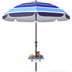 78" Beach Umbrella with Foldable Table, Cup Holder and Carry Bag, Multicolor