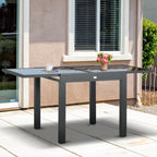 Extending Garden Table w/ Aluminium Frame & Tempered Glass Tabletop, 80/160 x 80 x 75 cm, Black