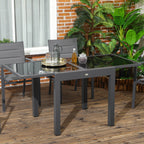 Extending Garden Table w/ Aluminium Frame & Tempered Glass Tabletop, 80/160 x 80 x 75 cm, Black