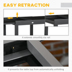 Extending Garden Table w/ Aluminium Frame & Tempered Glass Tabletop, 80/160 x 80 x 75 cm, Black
