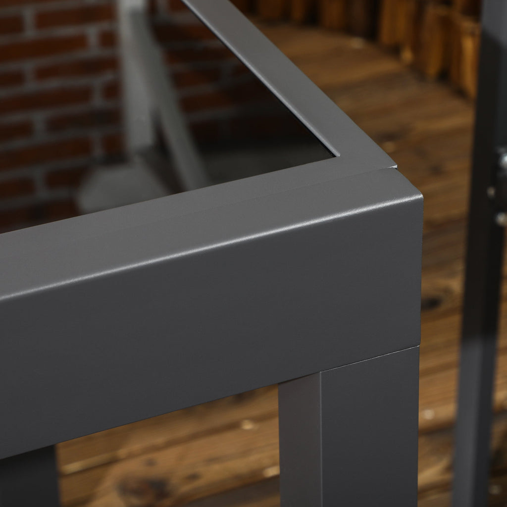 Extending Garden Table w/ Aluminium Frame & Tempered Glass Tabletop, 80/160 x 80 x 75 cm, Black