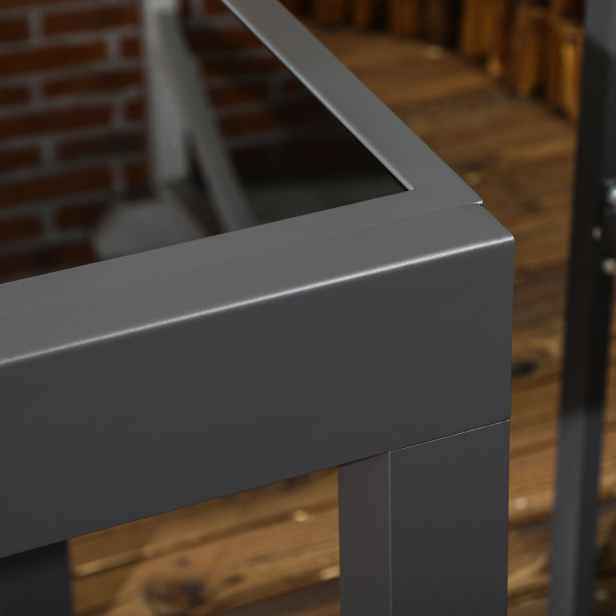 Extending Garden Table w/ Aluminium Frame & Tempered Glass Tabletop, 80/160 x 80 x 75 cm, Black