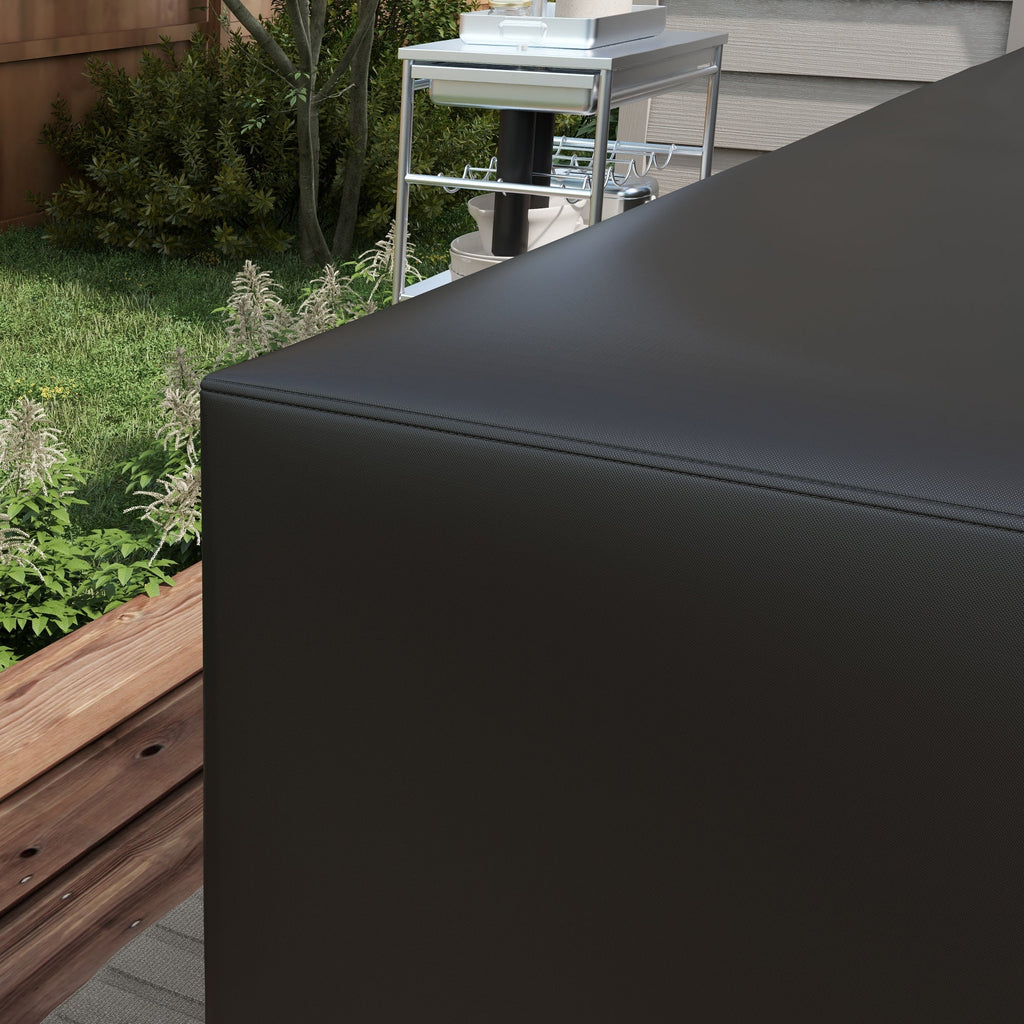 L-Shaped 420D Oxford Fabric Rattan Corner Sofa Cover with PU Coating, Black, 250x250x79cm