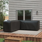 L-Shaped 420D Oxford Fabric Rattan Corner Sofa Cover with PU Coating, Black, 250x250x79cm