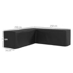 L-Shaped 420D Oxford Fabric Rattan Corner Sofa Cover with PU Coating, Black, 250x250x79cm