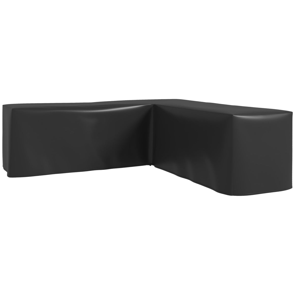 L-Shaped 420D Oxford Fabric Rattan Corner Sofa Cover with PU Coating, Black, 250x250x79cm