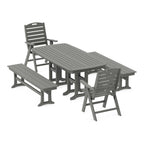 Nautical Highback 5-Piece Dining Set with Benches