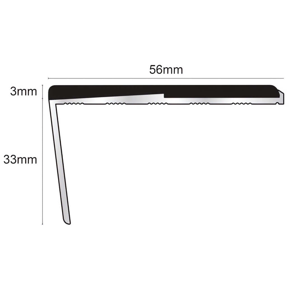 Frontier NXFS02 – 56 x 33mm Rakeback Aluminium Safety Stair Nosing