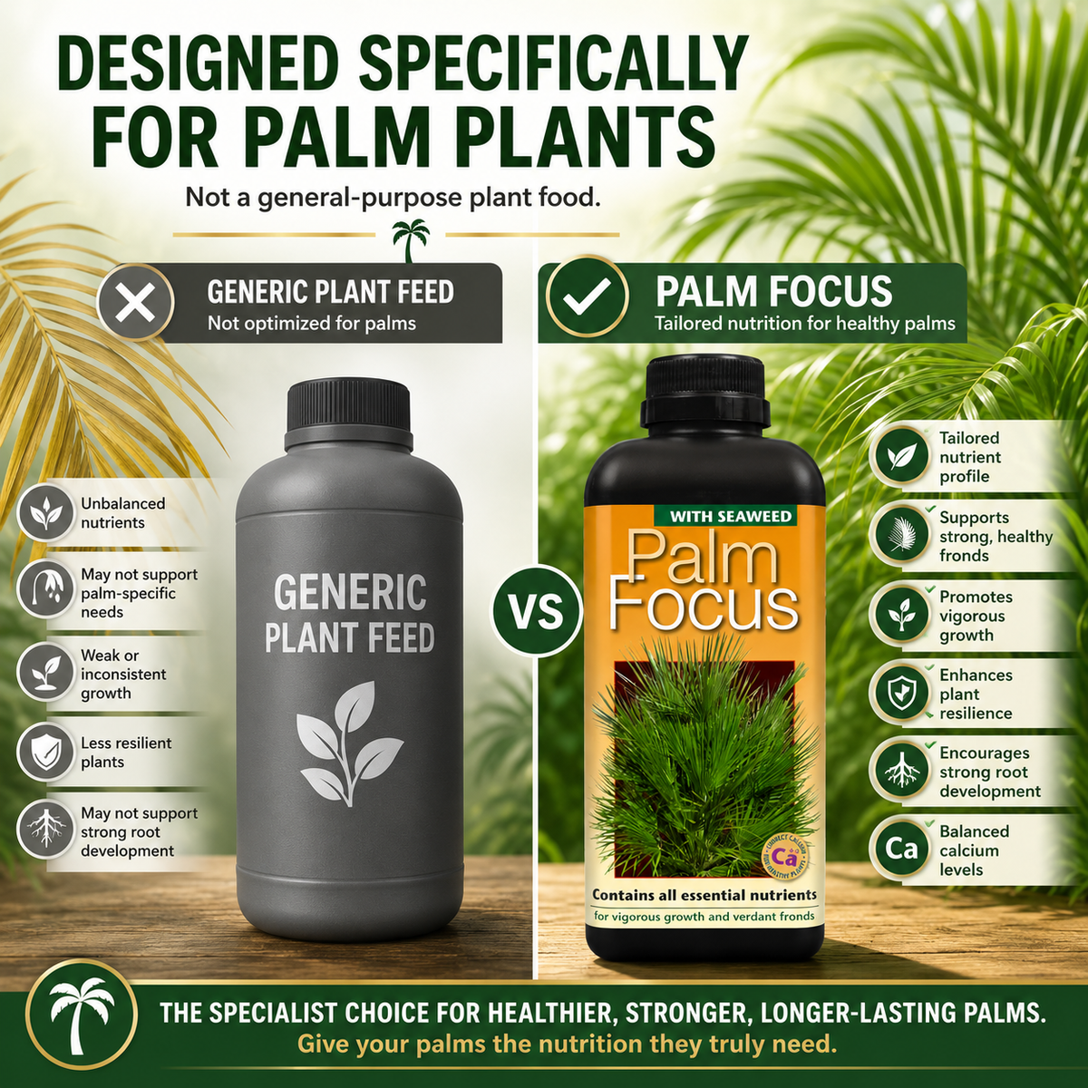 Palm Tree Fertiliser Feed For Healthy Vigorous Growth 1000 ml Palm Focus Garden